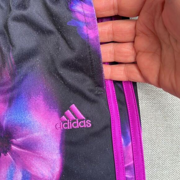 Adidas purple flower pattern 2-piece set,full zipper jacket, cuffed pants,2T/2TL - Picture 5 of 9